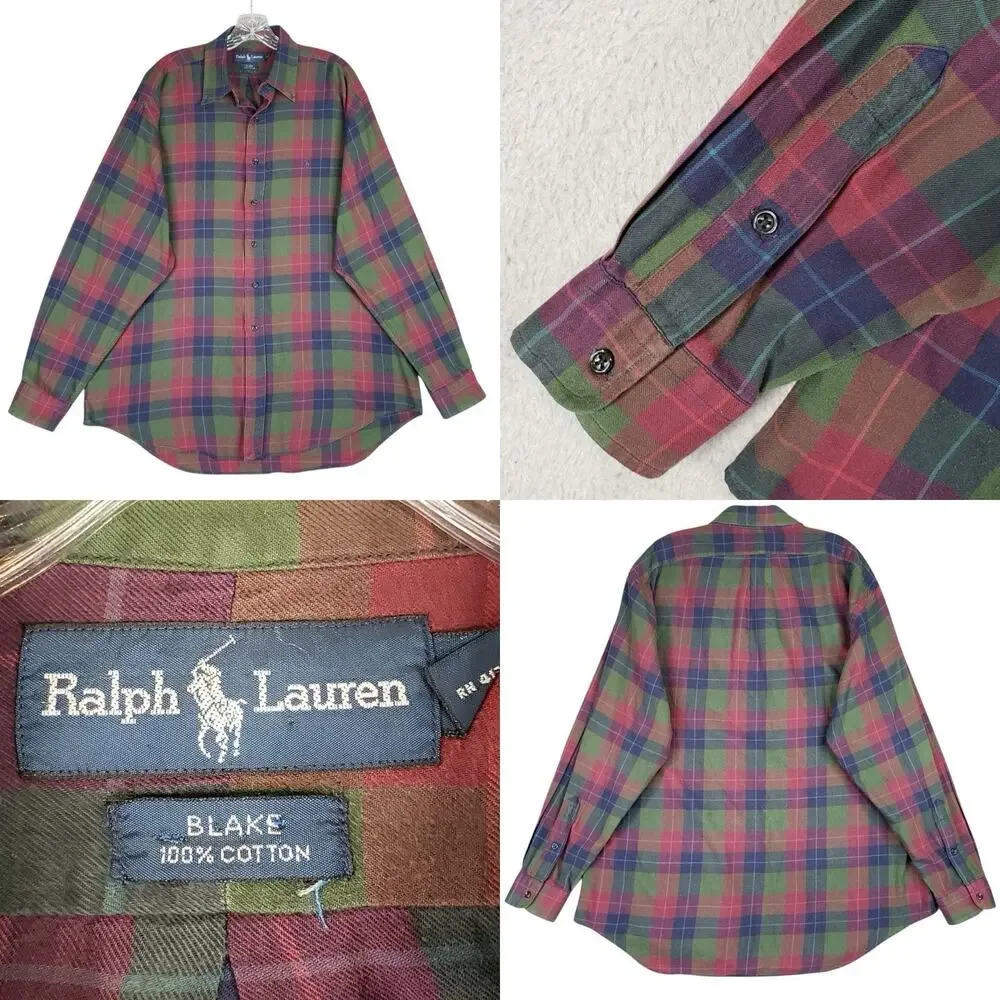 Polo Ralph Lauren Oxford Shirt Mens Size Large L Blake Plaid Button Down Flaw